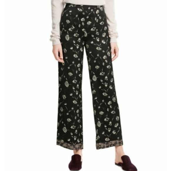 Etro Black Floral Wide Leg Palazzo Trousers